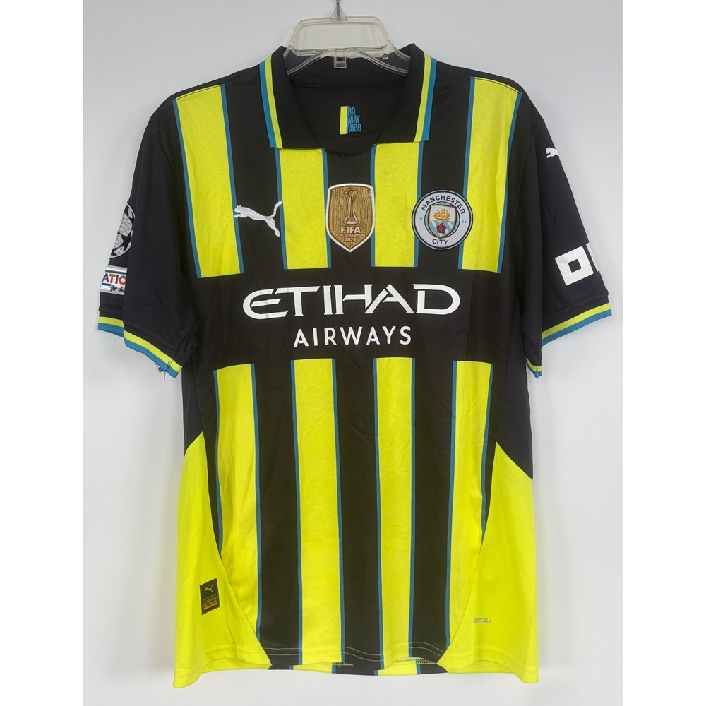 Puma‎ Manchester City 2024-25 Away Jersey Mens Large Neon Yellow Black Soccer L